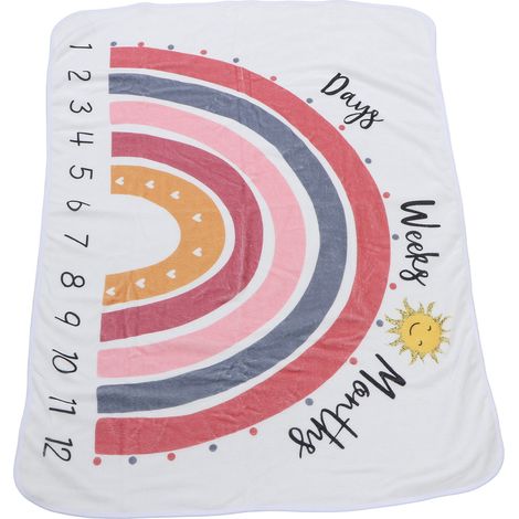 Babydecke mit Meilensteinfotos, Foto-Requisite, bedruckter Flanell, weiche Babydecke, farbenfrohes Design. (1/5)