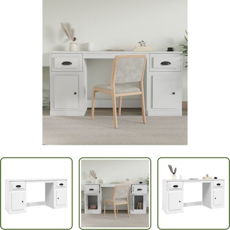 vidaXL Schrank -  Schreibtisch mit Stauraum Weiß Holzwerkstoff (1/5)
