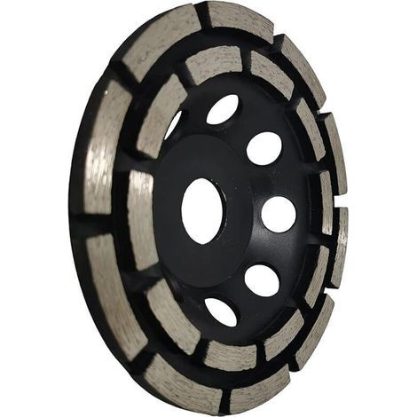 Disque Diamant à Meuler et Poncer, Meule Abrasive Diamantée 125mm x 22,23mm à Double Rangée, pour Poncer Chape, Dalle Béton, Carrelage et Colle Carrelage. (1/5)