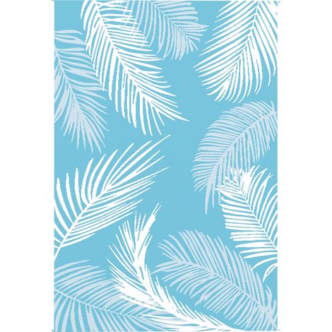 Tapis d'extérieur réversible 274x182 cm, sol en polypropylène imperméable, antidérapant, avec sac, bleu (1/5)