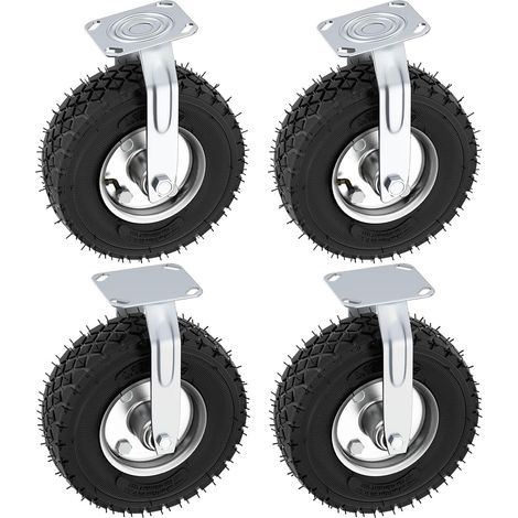 Kit de 4 Roulettes Charge Lourde 250mm – 2 Pivotantes et 2 Fixes, Jusqu’à 250KG, 360 Degrés Roulettes Charge Lourde en Caoutchouc pour Meubles, Chariots et Équipements Lourds (1/5)