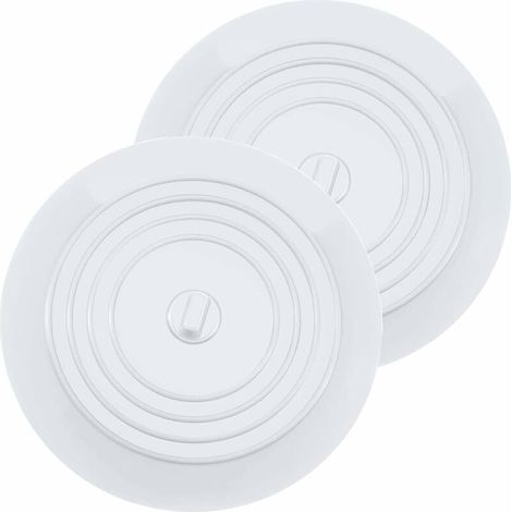 Silicone Bathtub Plug, Kitchen Sink Stopper, 6" Diameter, for Kitchens, Bathrooms and Laundry Rooms, Drain Stopper (2 Pack, White) (1/5)