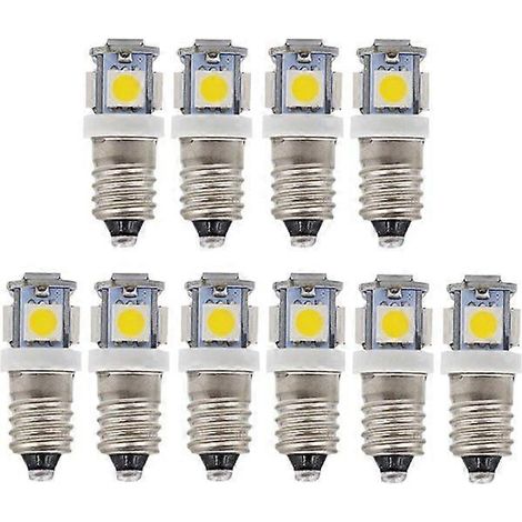 10 ampoules LED E10 6V ou 5 SMD 0,5W 50LM blanc froid (1/4)