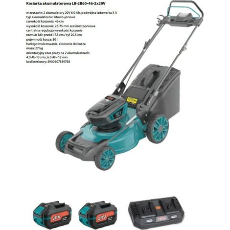 Cortacésped inalámbrico NAC de 40 V, 40 cm de ancho de corte, 40 l de capacidad + 2 baterías de 4 Ah + cargador