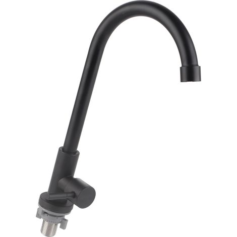 Robinet G1/2 pivotant à 90° pour évier de cuisine, eau froide, noir mat, robinet unique pour lavabo (1/5)