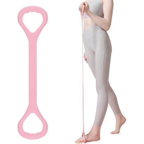 Bande Résistance 8 Élastique Fitness 1 Pièce - Exercices Bras/Dos/Épaules - Accessoire Musculation Rose (1/5)