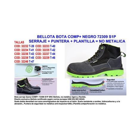 Chaussure de sécurité haute Comp+ S1P Nitrile - BELLOTA 72309 43