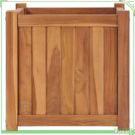 Lit surélevé (jardinière) - FAFEICY - 48965 - Teck massif - 40x40x40 cm - Carré résistant aux intempéries (1/5)