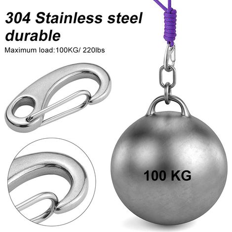 pezzi moschettone da arrampicata in acciaio inox moschettone a molla carico massimo 100 kg per amaca altalena campeggio escursionismo all'aperto - argento (1/4)