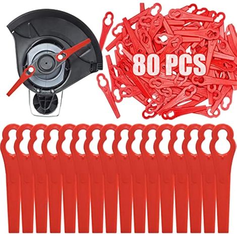 80 lames de rechange pour coupe-bordures, 83 mm en plastique, lames pour tondeuse sans fil, accessoires pour coupe-herbes Swift Ryobi VonHaus - Rouge