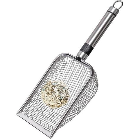 Pelle À Litière - Acier Inoxydable - Tamis 3,8 Mm - Ergonomique Avec Crochet De Suspension - 1 Pièce (1/4)