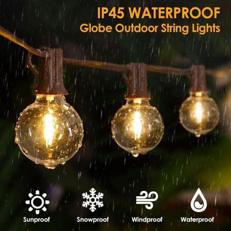 Guirlande Lumineuse LED - 15 M - Blanc Chaud - IP44 - Extérieur - 25 Ampoules - G40 E12 (1/4)