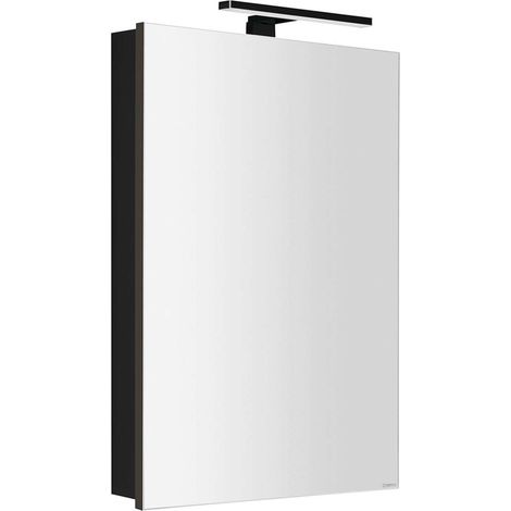 Sapho Greta - Mobiletto a specchio con illuminazione LED 50x70x14 cm, 1 anta, cerniere a destra, nero opaco GR055-0035 (1/3)