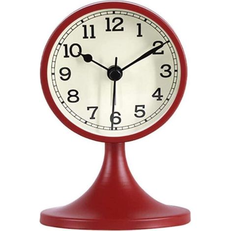 Bardusch-Horloge cheminée ronde rouge – silencieuse sans tic-tac – rétro – étagère/chambre/bureau – déco compacte (1/5)