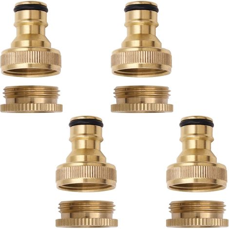 4 Pcs Raccords Rapides en Laiton 1/2" et 3/4" 2 en 1 Raccord Tuyau D'arrosage Adaptateur Robinet Cuisine pour Tuyau D'arrosage, Adaptateur Robinet Tuyau Arrosage pour Jardin,Cuisine,Extérieur (1/5)