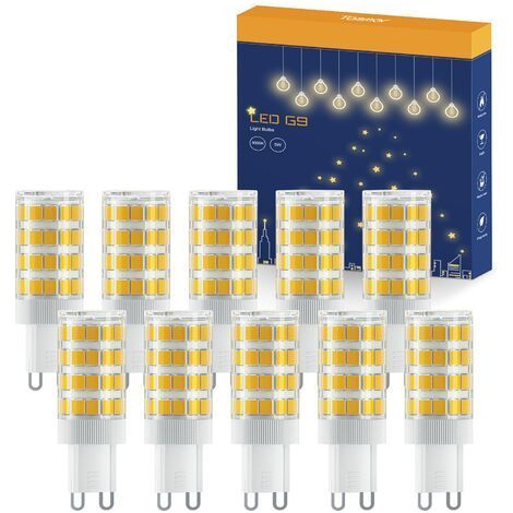 Ampoule LED G9 5W, blanc chaud 3000K, 550LM, non dimmable, sans scintillement, équivalent à une lampe halogène de 50W, économie d'énergie pour chambre, salon, cuisine, lot de 10 [Classe énergétique F] (1/5)