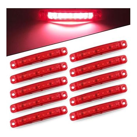 10pcs Lumière Latérale 9SMD 12-24V Feux Latéraux Super Lumineux LED Pour Latéral Feux de Position Du Camion de Conduite Automatique Lumière Avant Feux Arrière de Remorque Moto(rouge) (1/5)