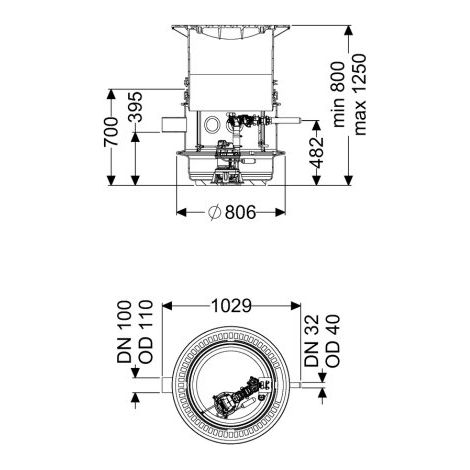 -Pumpstation Aquapump Medium Mono, GTF 1200, 800-1250 mm, Klasse B