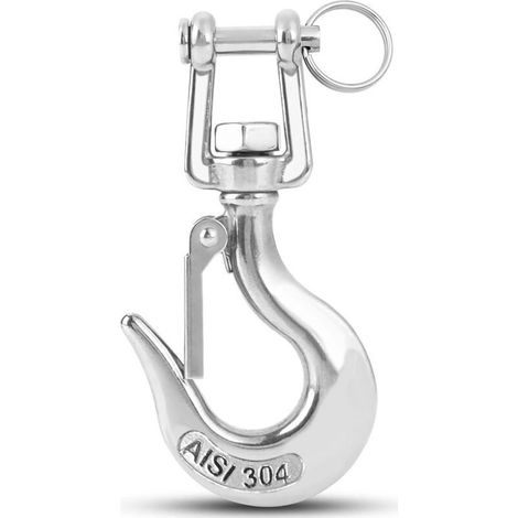 Lourd Devoir Crochet de Levage Chargez le Remorquage Chaîne de Levage Crochet de Sécurité Treuil Remorque Acier Chape Loquet Sécurité Levage Inoxydable 3/16 Inch 150kgf (1/5)