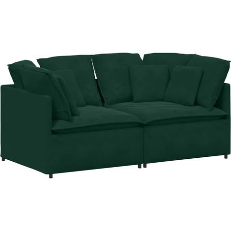 vidaXL Sofá modular con cojines de terciopelo verde oscuro (1/2)