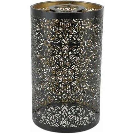 Abat-Jour Sculpture Creuse Abat-Jour En Fer Forgé Abat-Jour En Fer Table Circulaire Abat-Jour Moderne En Métal Cylindrique Motif Circulaire E27 E26 Table De Chevet Décorative (1/4)