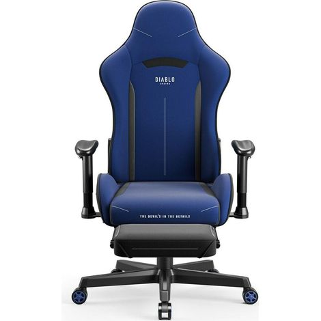 UNKNOWN Diablo Chaise Gaming X-Starter Fauteuil Gamer Siege de Bureau Ergonomique Revêtement en Tissu, Accoudoirs Réglables, Mécanisme D'inclinaison Chaise Ergonomique, Siège Gaming Bleu Foncé (150 (1/3)