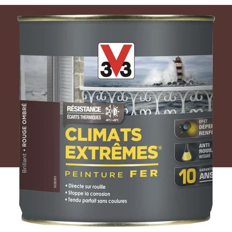 Peinture Fer V33 Climats Extrêmes Rouge ombré Mat 0,5 L (1/4)