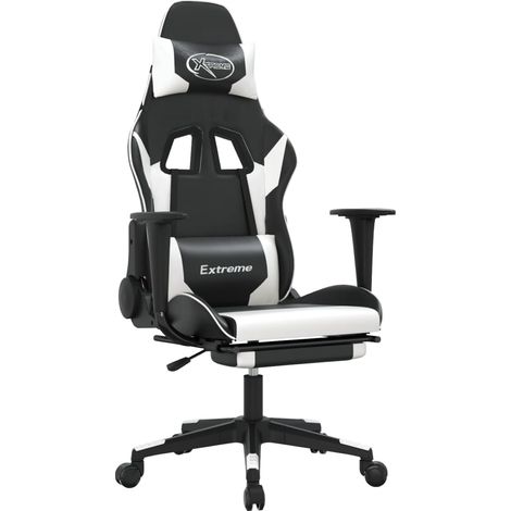 Maison Exclusive - Sedia da Gaming con Poggiapiedi Nero e Bianco in Similpelle