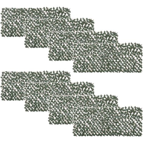 Rouleau de haie artificielle rétractable en 8 pièces pour balcons, avec feuilles vertes simulées, dimensions 200x100 cm. (1/5)
