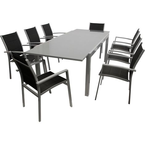 Garnitur MARINA 9-teilig, Aluminium + Kunstgewebe schwarz (1/5)