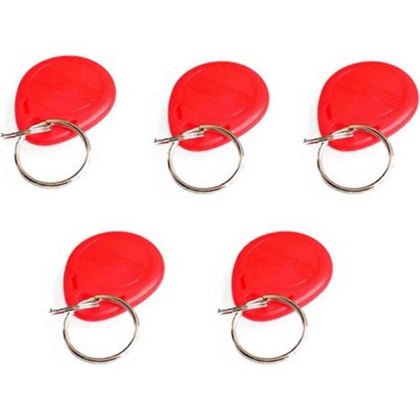 Lot de 5 porte-clés de proximité EM4100 (lecture seule, 125 kHz, rouge) (1/4)