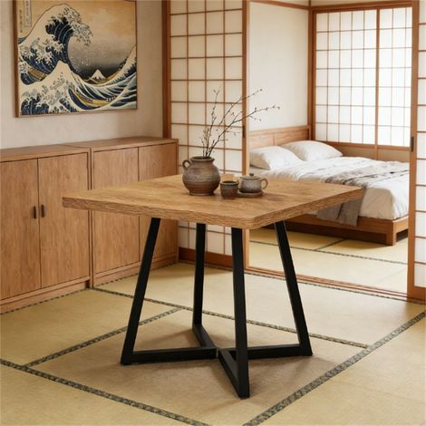Table de salle à manger rectangulaire pour 4 personnes, petite table de cuisine ou de salle à manger avec pieds en métal, style industriel (1/5)