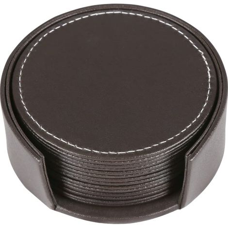 Lot de 6 sous-verres en cuir avec support (marron) (1/4)
