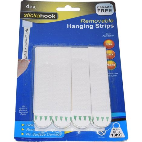 Self Adhesive Easy Application Removable 10 KG Hanging Strips 4 Pack (1/2)