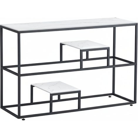 Console métal plateau effet marbre blanc 120x40x80 cm ROMY (1/5)