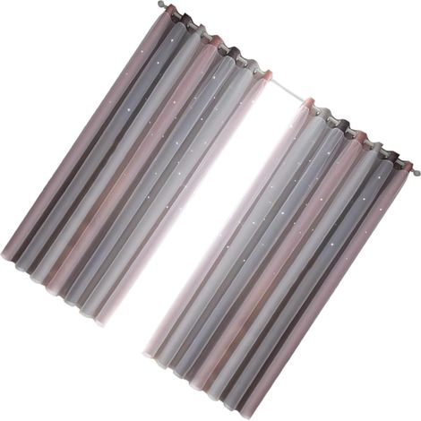 Rideaux Occultants Double Couche 130x100 Cm Gris en Tulle Étoiles Dégradé, Rideaux Isolants Thermiques pour Chambre et Salon, Lot de 2 Panneaux, Protection Solaire et Intimité (1/5)