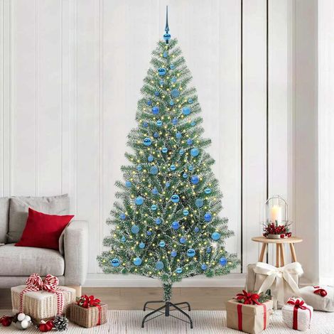 Künstlicher Weihnachtsbaum beschneit mit LED Licht 240 cm