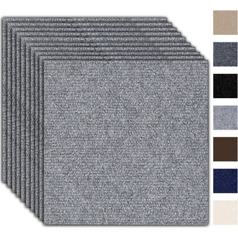 10 Pièces Dalle Moquette Autocollante 30x30 cm, Moquette Chambre Salon, Feutrine Gris, Carpet, Antidérapants et Lavables, avec Adhésif, Adaptés pour le Salon, la Chambre, le Bureau et L\'hôtel (1/5)