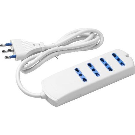 MULTIPRESA 4P+T BIPASSO L. 1,5MT SPINA 16A BIANCO - CF. BLISTER