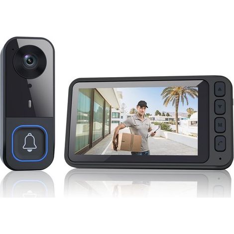 Kabellose Türklingel mit Kamera 4 5-Zoll-IPS-Display wasserdicht Video-Türklingel für den Außenbereich mit Bluetooth 1080p-Auflösung ohne WLAN 4,5 120 (1/5)