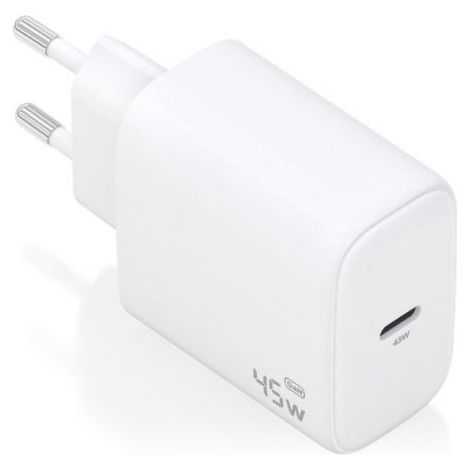 Cargador de Pared GaN Aisens A110-0969/ 1xUSB Tipo-C/ 45W/ Blanco