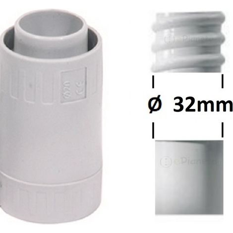 Raccordo tubo rigido guaina pari diametro tenuta stagna Ø 16 20 25 32 mm IP65 in PVC grigio collegamento impermeabile  32 mm