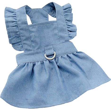 Robe pour animal de compagnie mignonne, élégante, confortable, fermeture éclair latérale, costume pour chien pour printemps et été, bleu clair, S (1/5)