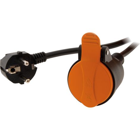 Zenitech – Rallonge étanche 2P+T H07RN-F 3x1,5mm² 10m – Protection IP44 pour environnements humides – Clip de fixation orange – Alimentation sécurisée