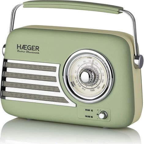 HAEGER Radio FM Vintage Retro Bluetooth - Batteria 12H, Am/FM, USB, AUX, Bluetooh (1/2)