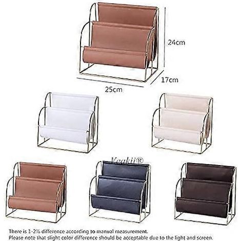 Porte-revues en métal et cuir PU, porte-journaux, présentoir métallique pour magazines, journaux ou autres. (1/3)