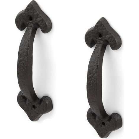 4 Pièces Poignée Porte Coulissante Noire, Poignée de Porte Extérieure en Fer Forgé, Longueur 175 mm, Poignet de Portes Vintage avec Vis, Adaptée aux Remise, Garages, Granges, Placards (1/5)