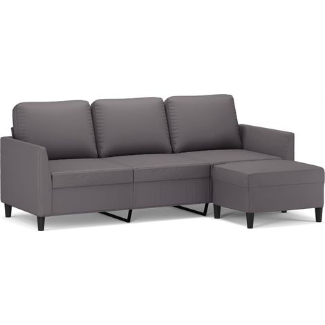 Canapé à 3 places,Sofa pour Salon,Banquette avec repose-pieds Gris 180 cm Similicuir CFW384003 (1/5)