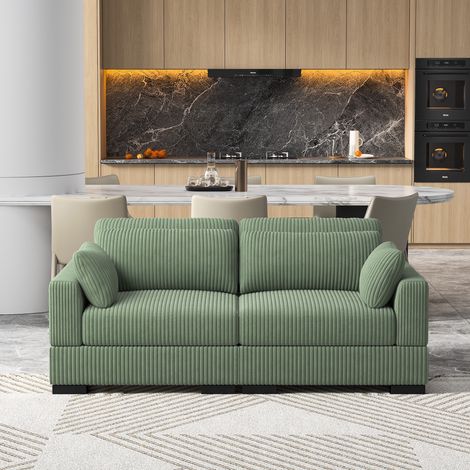 Modulares 2-Sitzer Sofa in Cordvelours – Sofa mit Armlehnen, bequem und geräumig, flexible Konfiguration – Design, Grün