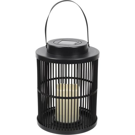Lanterne Solaire "Bougie LED" 25cm Noir